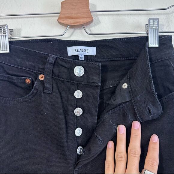 ReDone 90’s High Rise Ankle Crop in Jet Black with Rips Size 25 - Picture 5 of 12